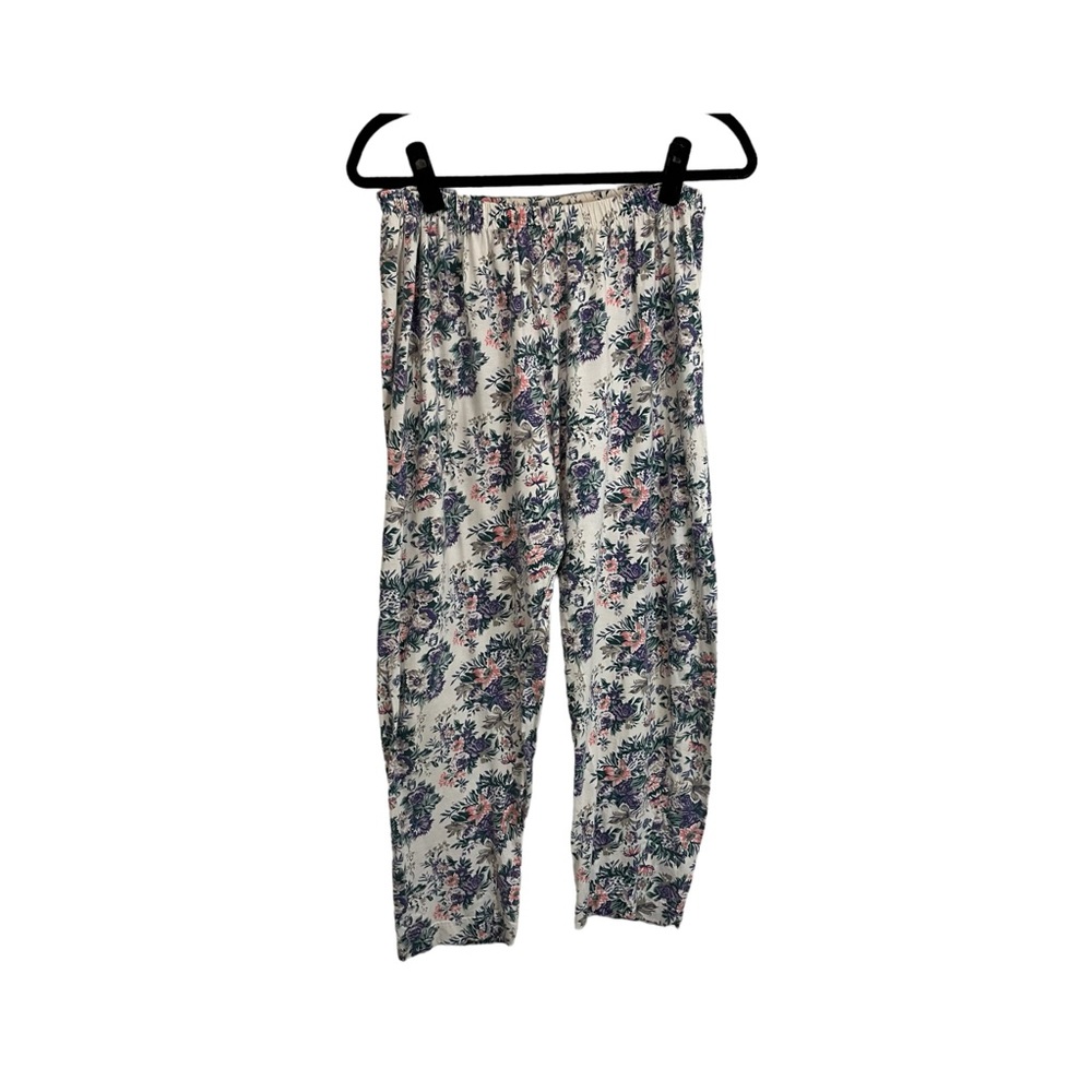 Victorias Secret Gold Label Blue Purple Floral Pull On Pajama Pants Women Size S